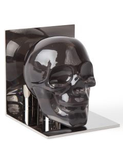 Jonathan Adler Acrylic Skull Bookend Set - Smoke 