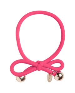 IA BON Hair Tie with Gold Bead - Hot Pink