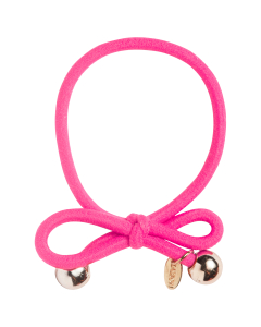 IA BON Hair Tie with Gold Bead - Neon Pink