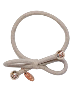 IA BON Hair Tie with Gold Bead - Taupe